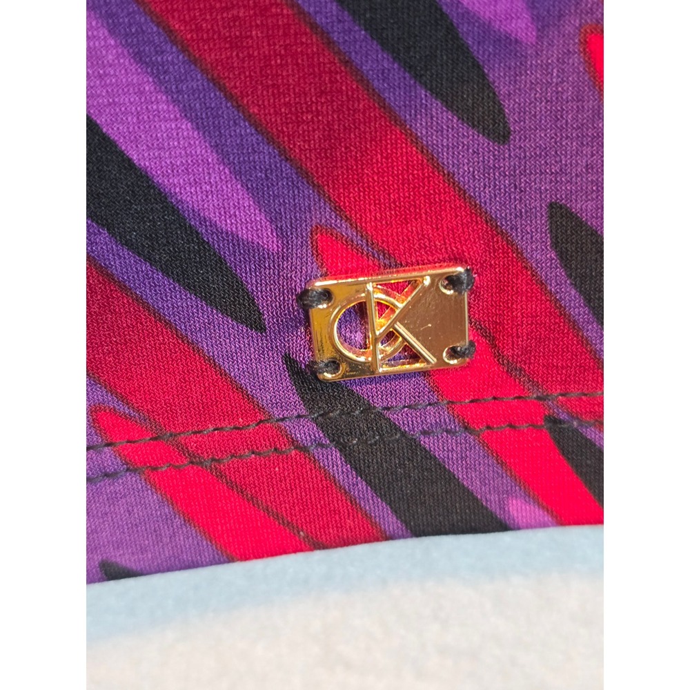 Calvin Klein 1X Plus Size Blouse Purple Pink Abstract 3/4 Sleeve Top CK Logo - Picture 5 of 12